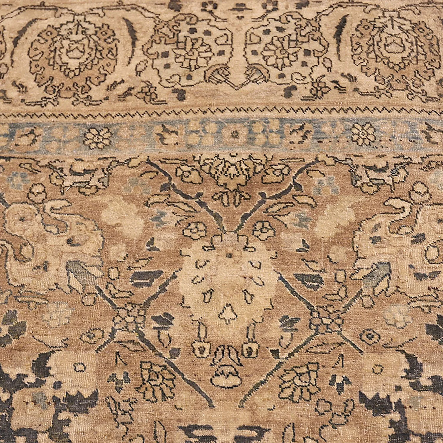 Ivory Antique Persian Khorassan Rug - 10'10" x 13'7"