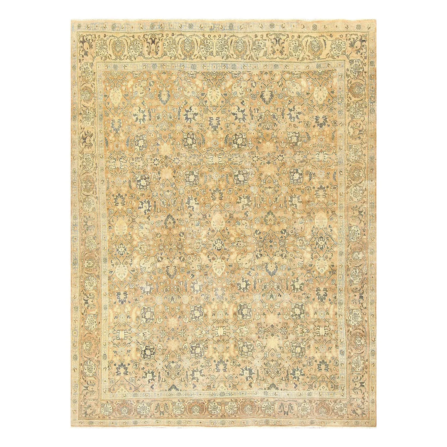 Ivory Antique Persian Khorassan Rug - 10'10" x 13'7"