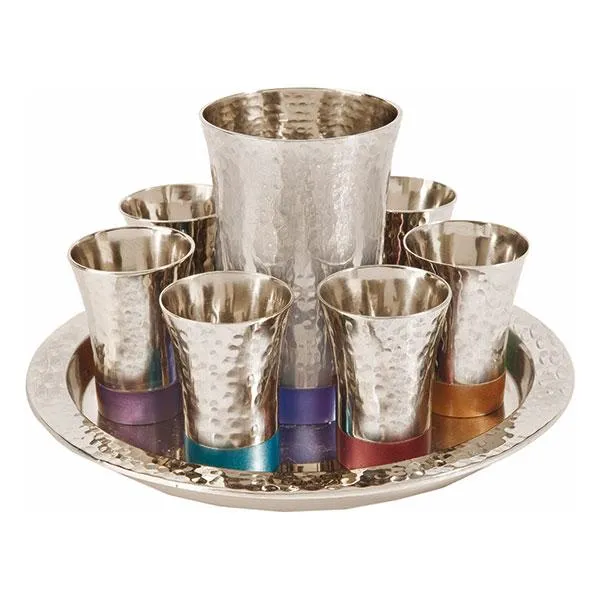 Kiddush Set - Hammer Work- Multicolor