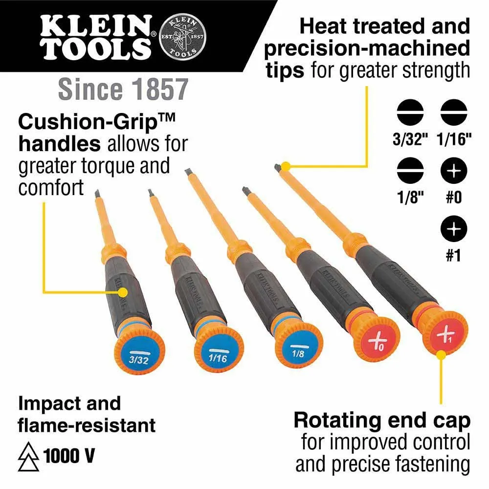 Klein Tools 6264INS Insulated Precision Screwdriver, #1 Phillips