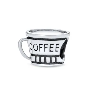 Latte Coffee Charm Bead for Student Sterling Silver European Bracelet