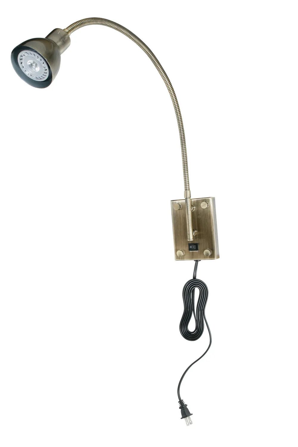 LED Gooseneck 1-Light Wall Lamp in Antique Brass