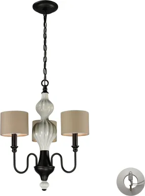 Lilliana 3 Light Chandelier In Cream and Aged Bronze - Includes Recessed Lighting Kit