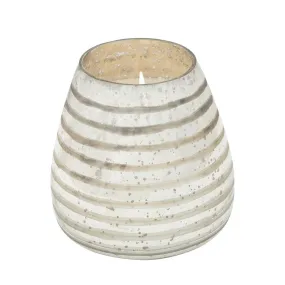 Liv & Skye Striped Glass Cup Candle Holder with 64 oz Candle - Silver