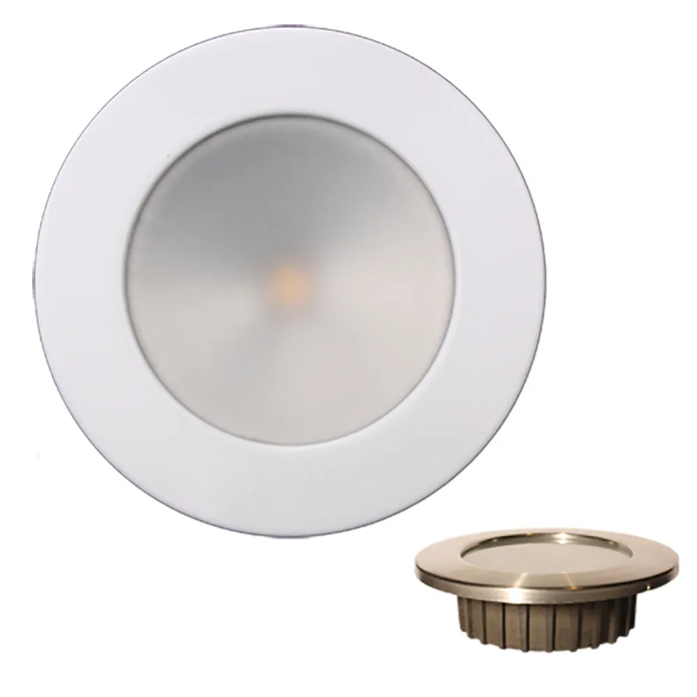 Lunasea Gen3 Warm White, RGBW Full Color 3.5* IP65 Recessed Light w/White Stainless Steel Bezel - 12VDC