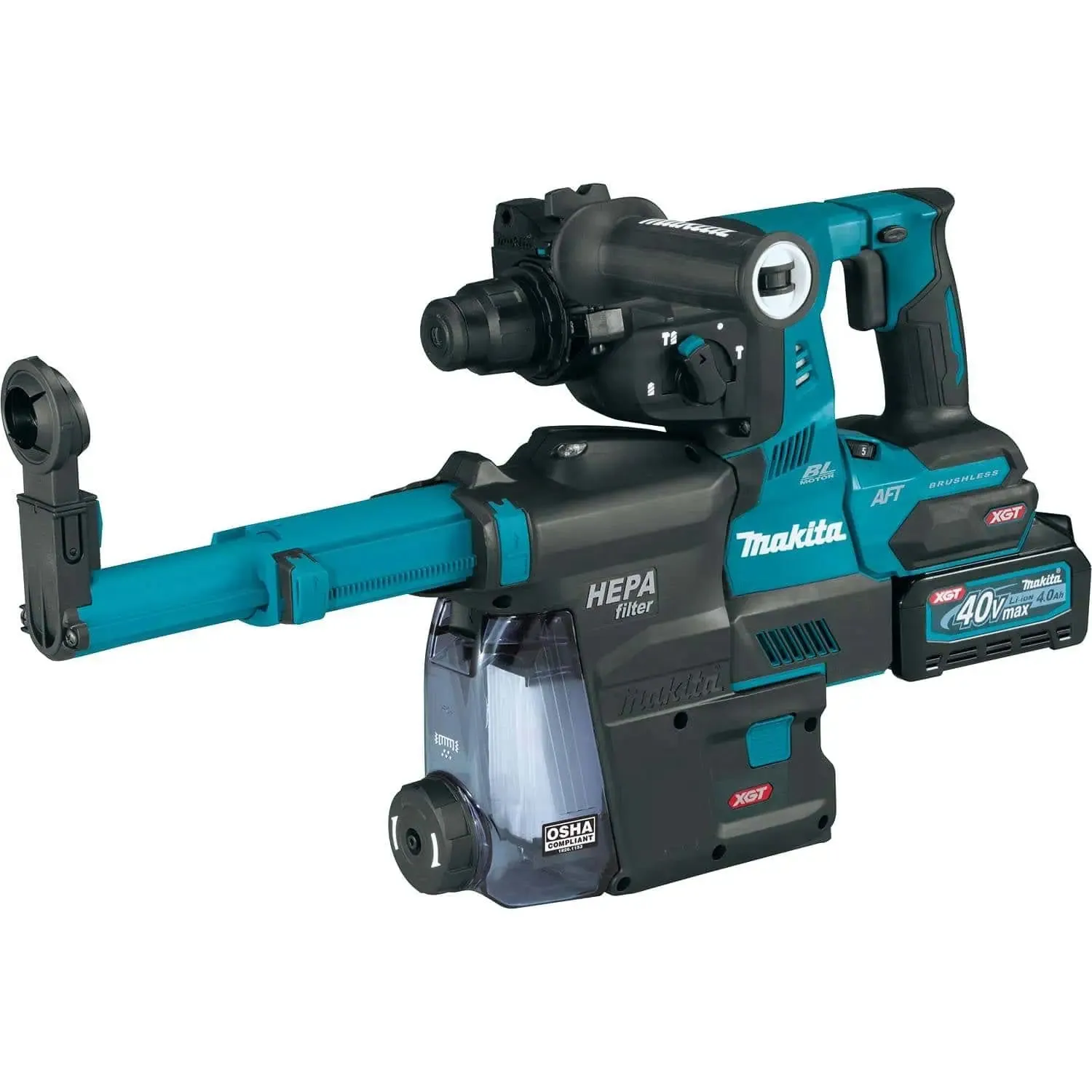 Makita 40V Max XGT‚® 1-1/8" Cordless Rotary Hammer Kit with Dust Extractor, 4.0Ah