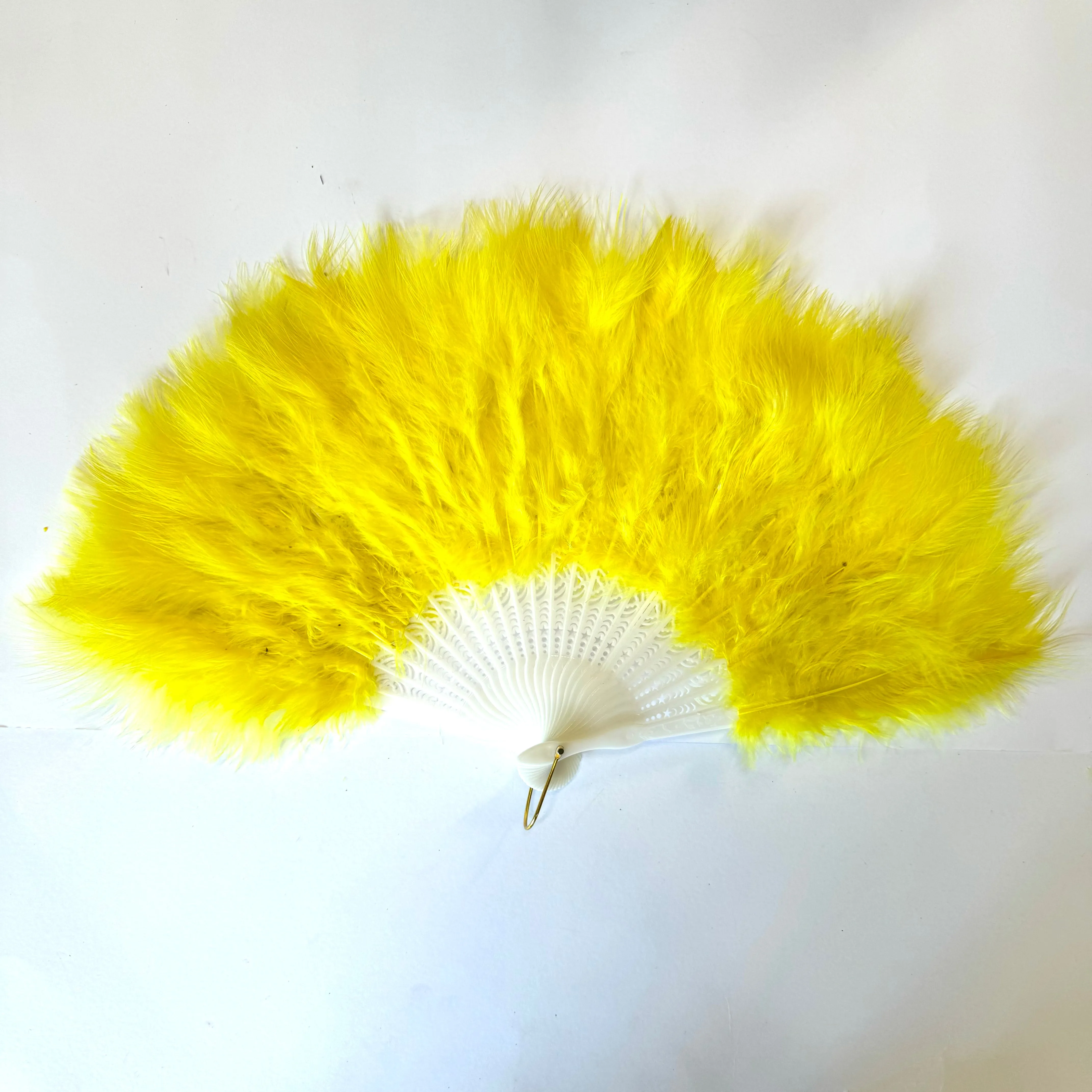 Marabou Large Deluxe Dainty Feather Fan - Yellow (Style 1)