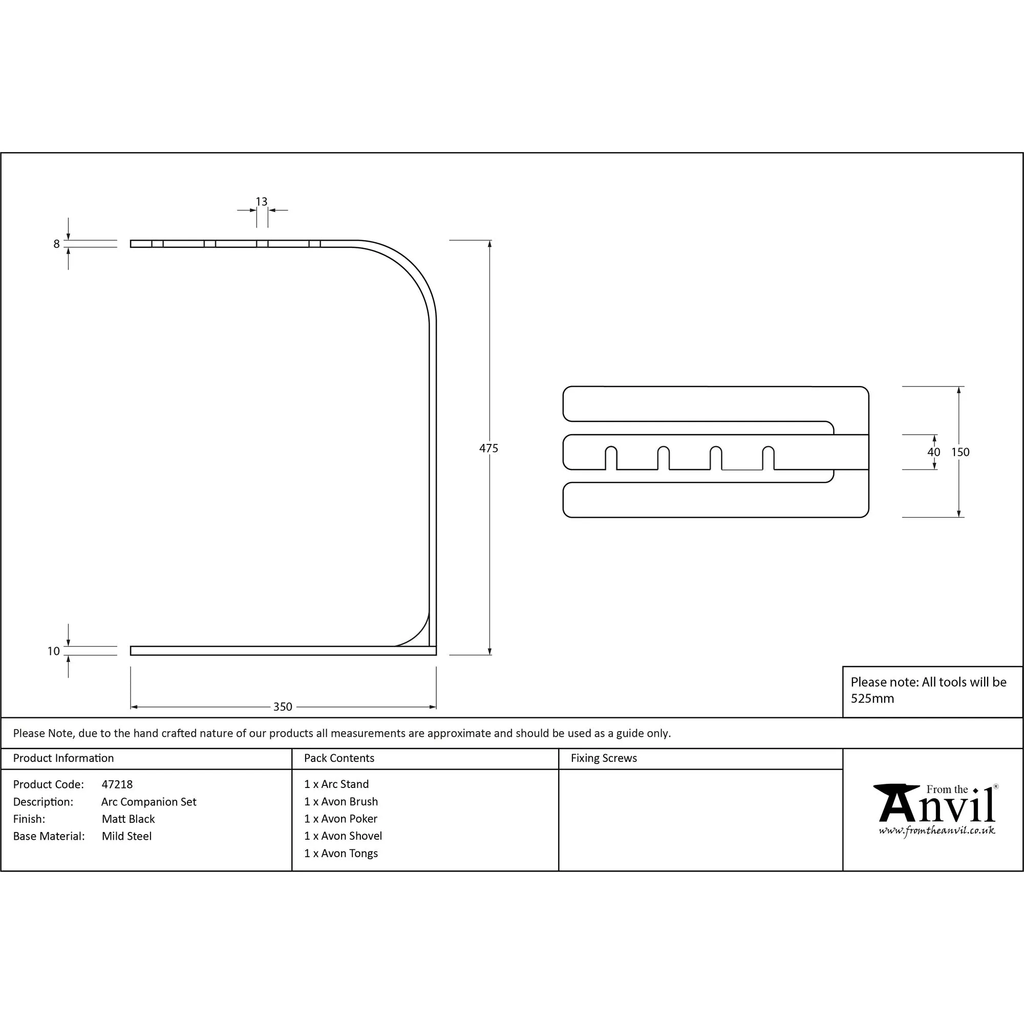 Matt Black Arc Companion Set - Avon Tools | From The Anvil