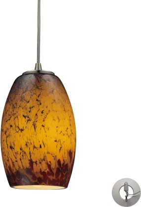 Maui 1 Light Pendant In Satin Nickel and Sunset Glass - Includes Recessed Lighting Kit