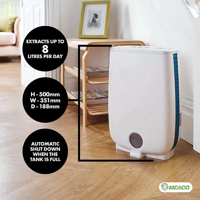 Meaco 8L/Day Dehumidifier for Home DD8L (New)