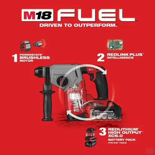 Milwaukee M18 FUEL 1 in SDS Plus Rotary Hammer Kit 2912-22DE