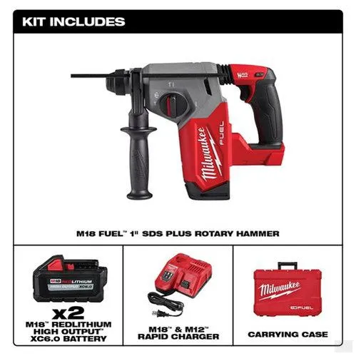 Milwaukee M18 FUEL 1 in SDS Plus Rotary Hammer Kit 2912-22DE