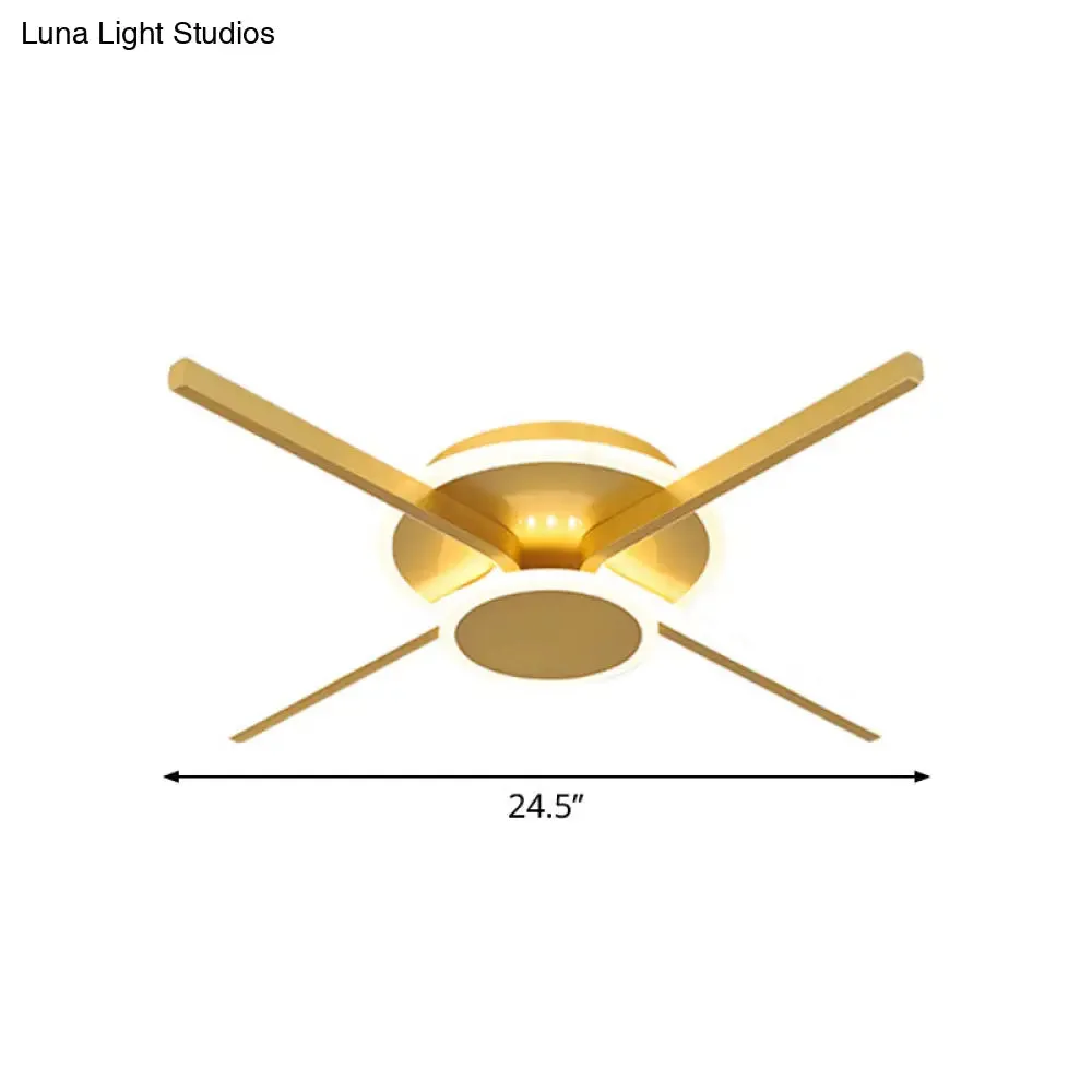 Minimalist Acrylic LED Ceiling Mount Light - Gold, 19.5"/24.5" Wide - Bedroom Flush Fixture - Warm/White Light