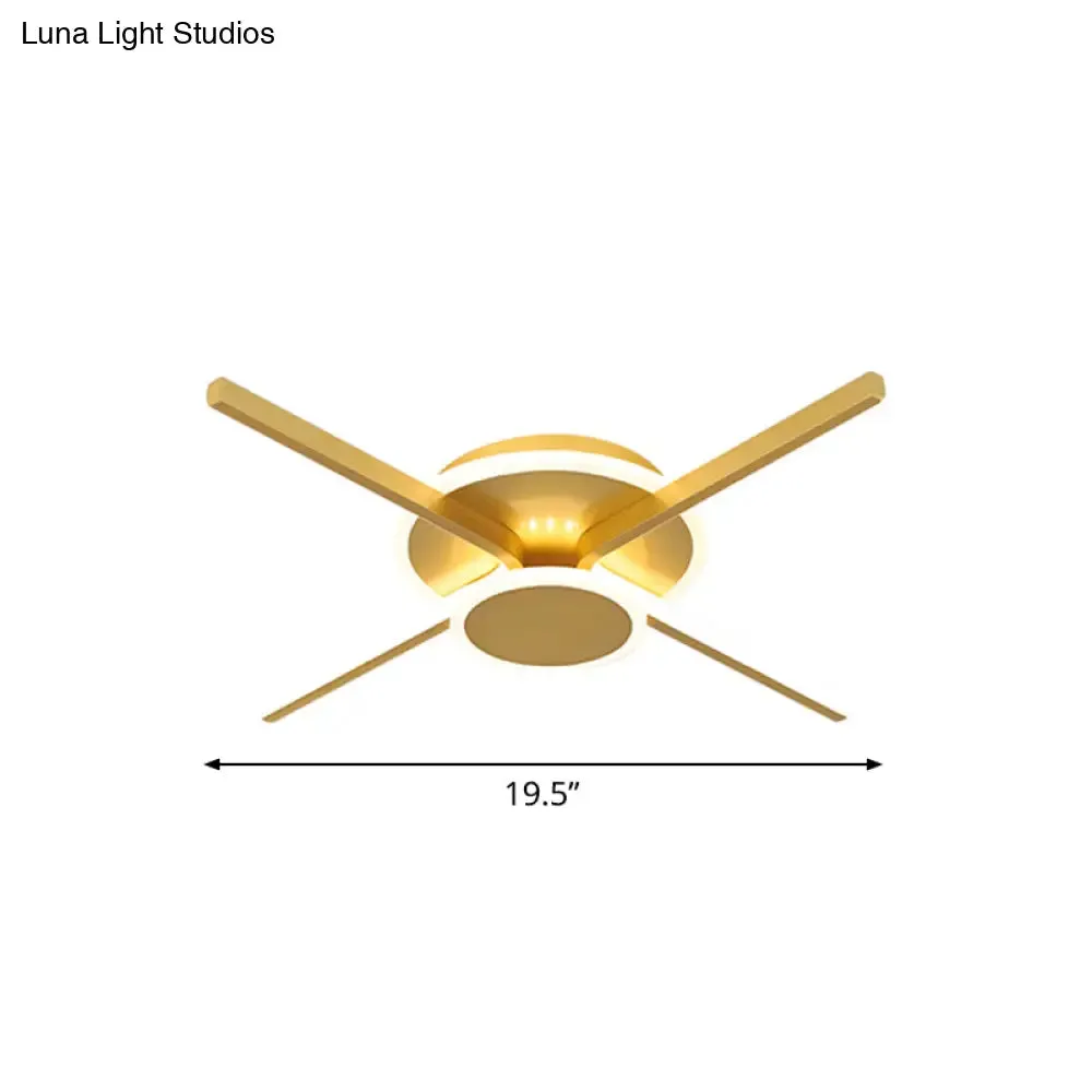 Minimalist Acrylic LED Ceiling Mount Light - Gold, 19.5"/24.5" Wide - Bedroom Flush Fixture - Warm/White Light