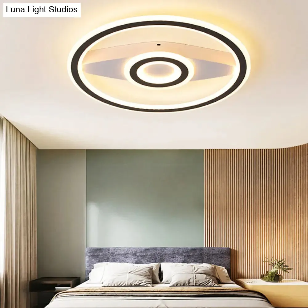 Modern Acrylic Circular LED Ceiling Mount Light in Black, Perfect for Living Room