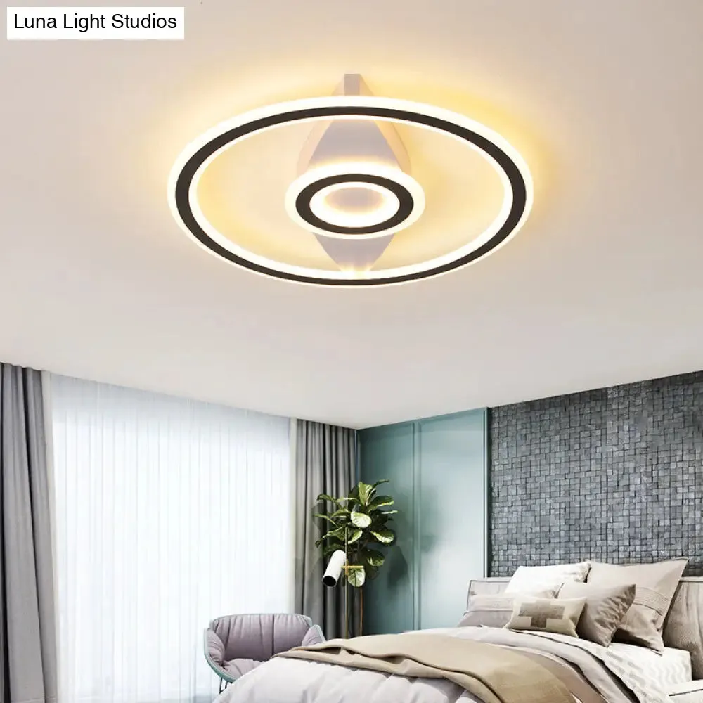 Modern Acrylic Circular LED Ceiling Mount Light in Black, Perfect for Living Room