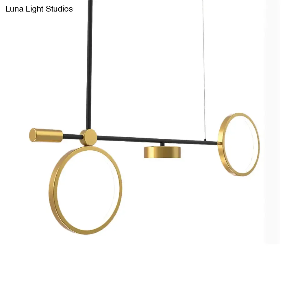 Modern Black-Gold LED Pendant Light for Island, Metal, Round Shape - Warm/White Illumination