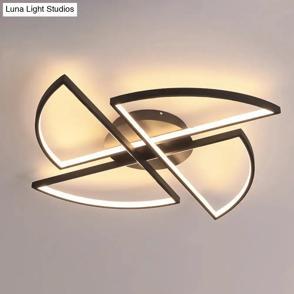 Modern Geometric Acrylic LED Flush Mount Ceiling Light in Black - Warm/White Light, Wide Sizes