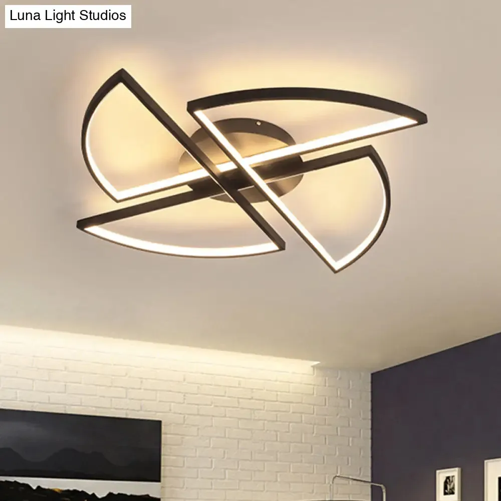 Modern Geometric Acrylic LED Flush Mount Ceiling Light in Black - Warm/White Light, Wide Sizes