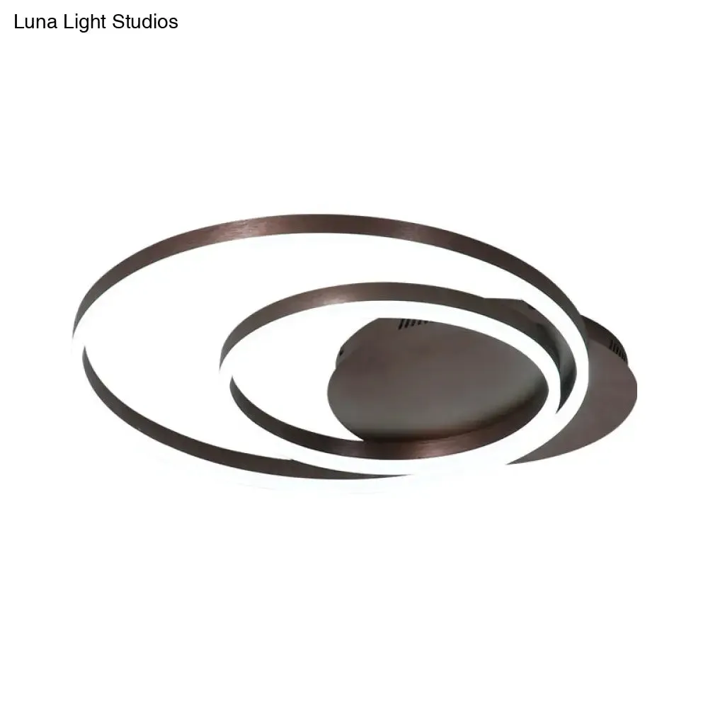 Modern LED Circle Flushmount Ceiling Light - Minimalist Aluminum Coffee, Warm/White, 12"/16"/8" 16" Width