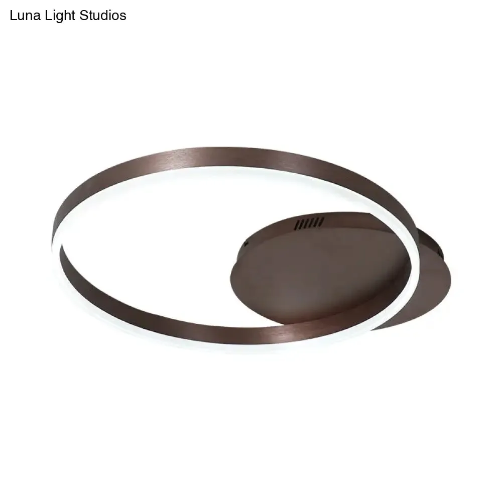 Modern LED Circle Flushmount Ceiling Light - Minimalist Aluminum Coffee, Warm/White, 12"/16"/8" 16" Width