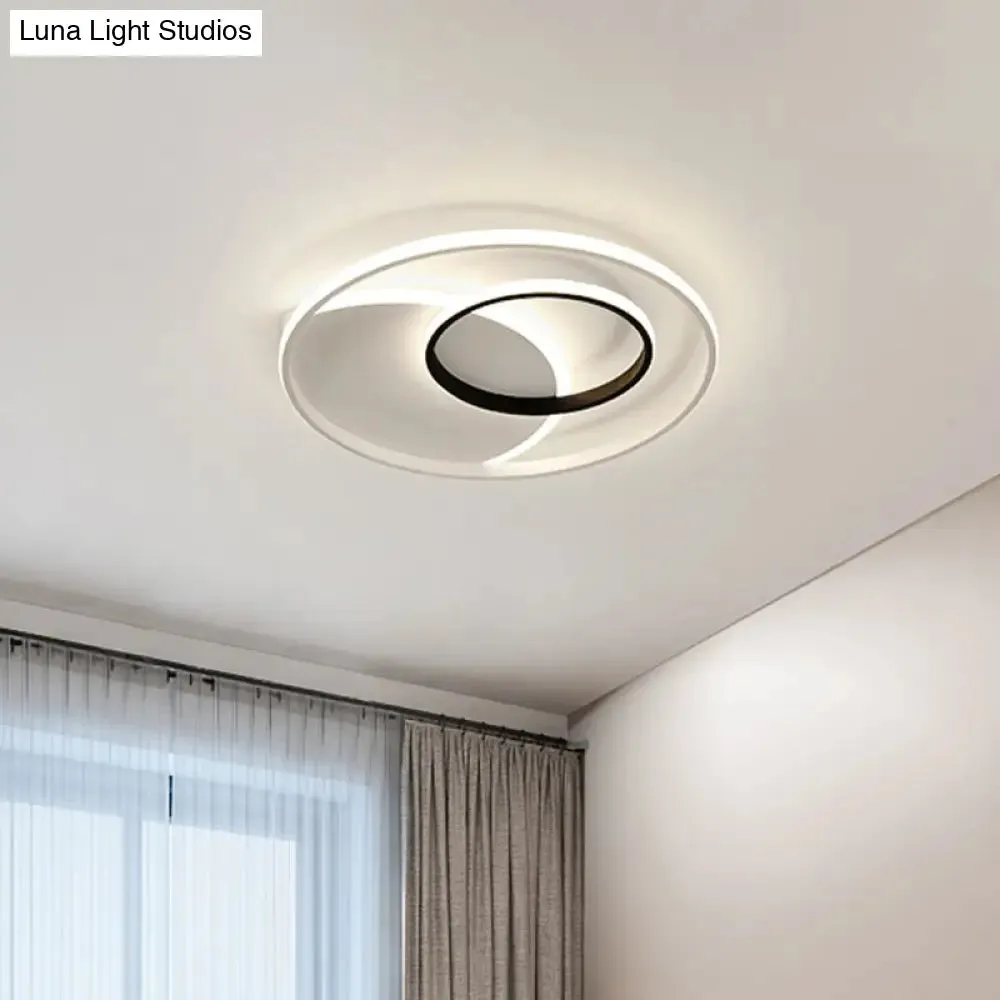 Modern Metallic LED Ceiling Light - Round, 16.5"/20.5" Wide, White Flushmount