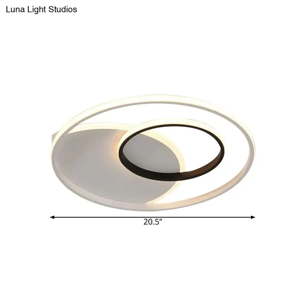 Modern Metallic LED Ceiling Light - Round, 16.5"/20.5" Wide, White Flushmount