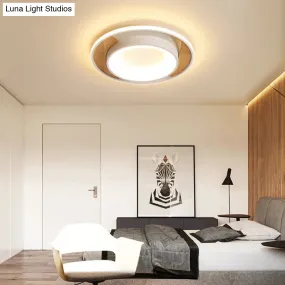 Modern White Acrylic LED Ceiling Light for Bedroom - 16"/19.5" Wide Round Flush Mount