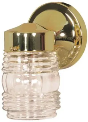 Monument Outdoor Jelly Jar Wall Lantern Polished Brass 4-3/8 X 6-3/4 Inch  Uses (1) 60-Watt Medium Base Lamp