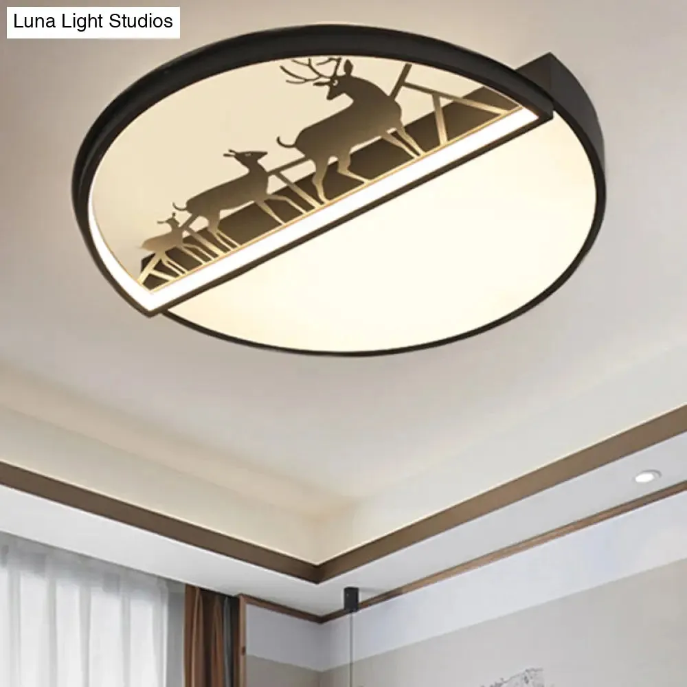 Nordic LED Ceiling Light with Deer Silhouette in 3 Colors