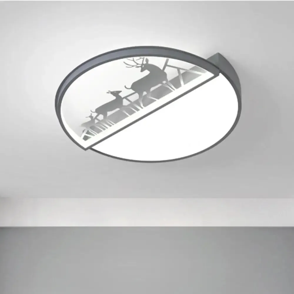 Nordic LED Ceiling Light with Deer Silhouette in 3 Colors