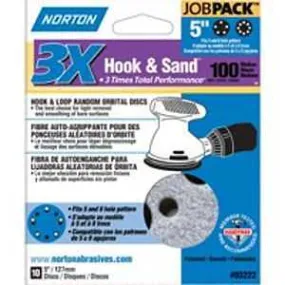 Norton 03222 Sanding Disc, 5 in Dia, 11/16 in Arbor, Coated, P100 Grit, Medium, Alumina Ceramic Abrasive, Spiral :PK 10: QUANTITY: 1