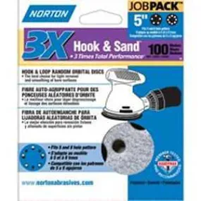 Norton 04034 Sanding Disc, 5 in Dia, 11/16 in Arbor, Coated, P100 Grit, Medium, Alumina Ceramic Abrasive, Spiral :PK 50: QUANTITY: 1