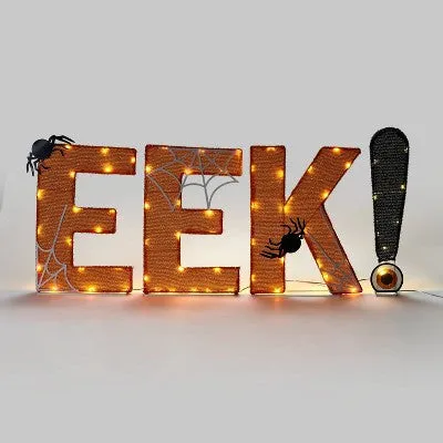 Open Box - 18" Mesh EEK! Orange Dewdrop Lights Halloween Decorative Word - Hyde & EEK! Boutique