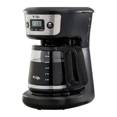 Open Box - Mr. Coffee 12-Cup Programmable Coffee Maker - Black/Stainless Steel