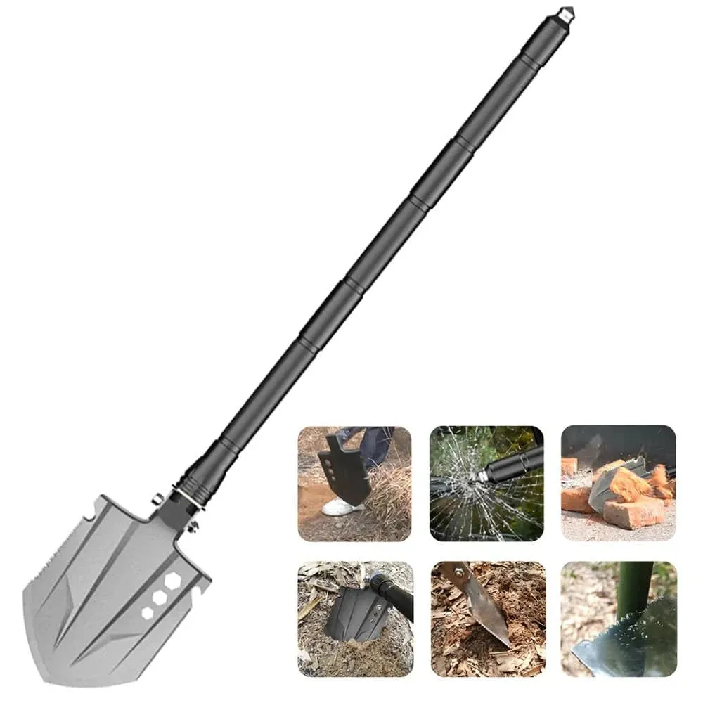 Outdoor Folding Shovel Multi-Tool Camping Shovel Entrenching Tool for Car Emergency Survival Hiking Backpacking