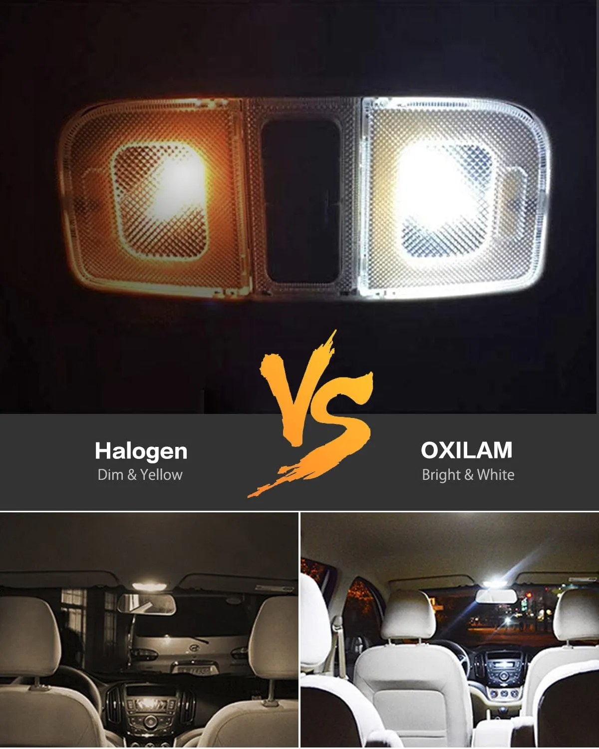 OXILAM 194 LED Bulbs Super Bright Instrument Panel Dashboard T10 W5W 168 2825 LED Bulbs for Car Dome Map Door Courtesy License Plate Lights, Interior Lights, 10pcs