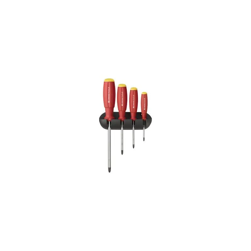 PB Swiss Tools PB 8242.CBB SwissGrip Screwdriver Set, Phillips, 4 pcs w/ Wall Holder