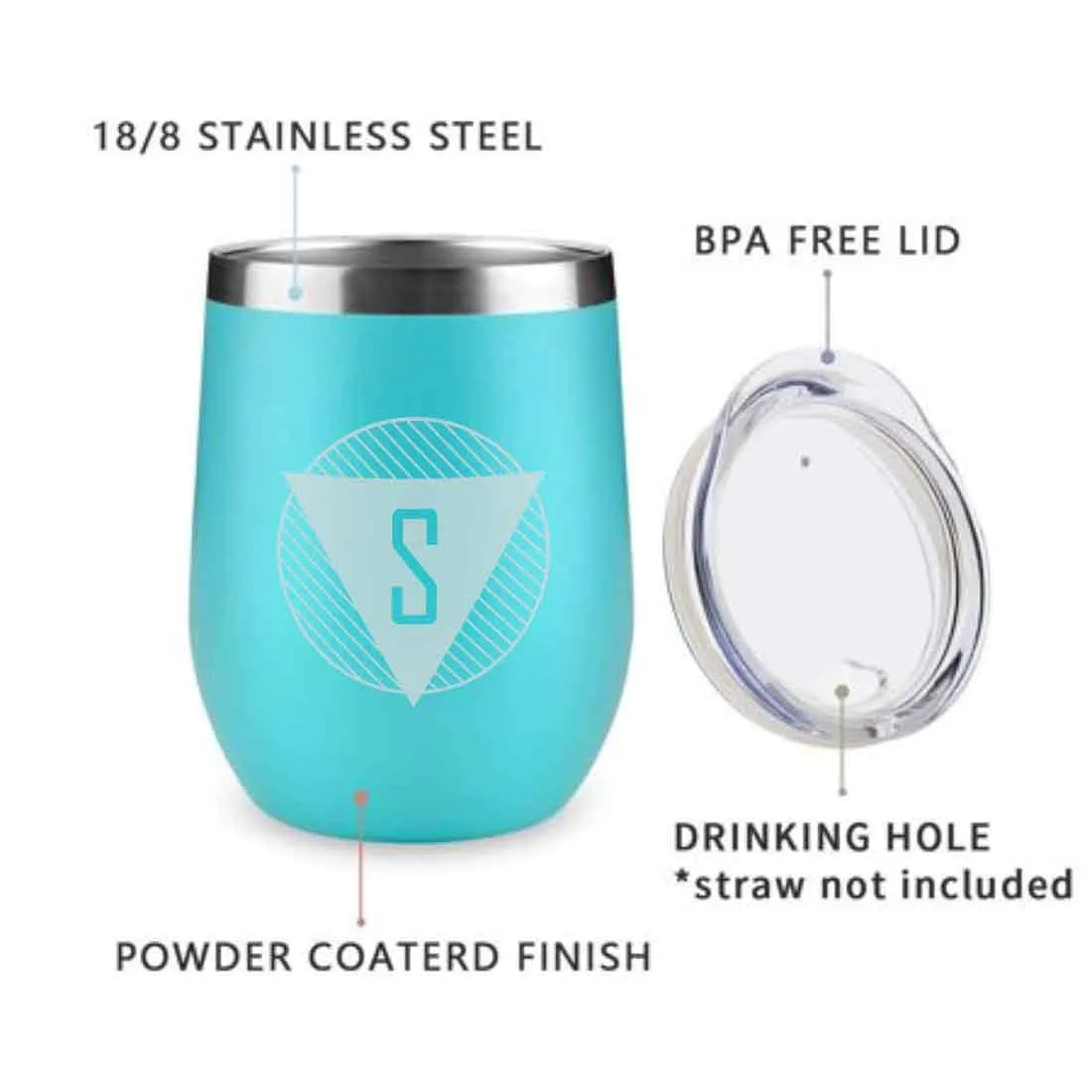 Personalized Coffee Tumbler Stainless Steel Insulated Coffee Mugs for Office Travel Cup - Monogram Triangle