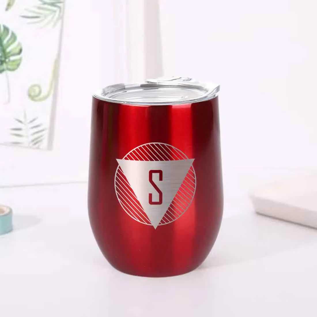 Personalized Coffee Tumbler Stainless Steel Insulated Coffee Mugs for Office Travel Cup - Monogram Triangle