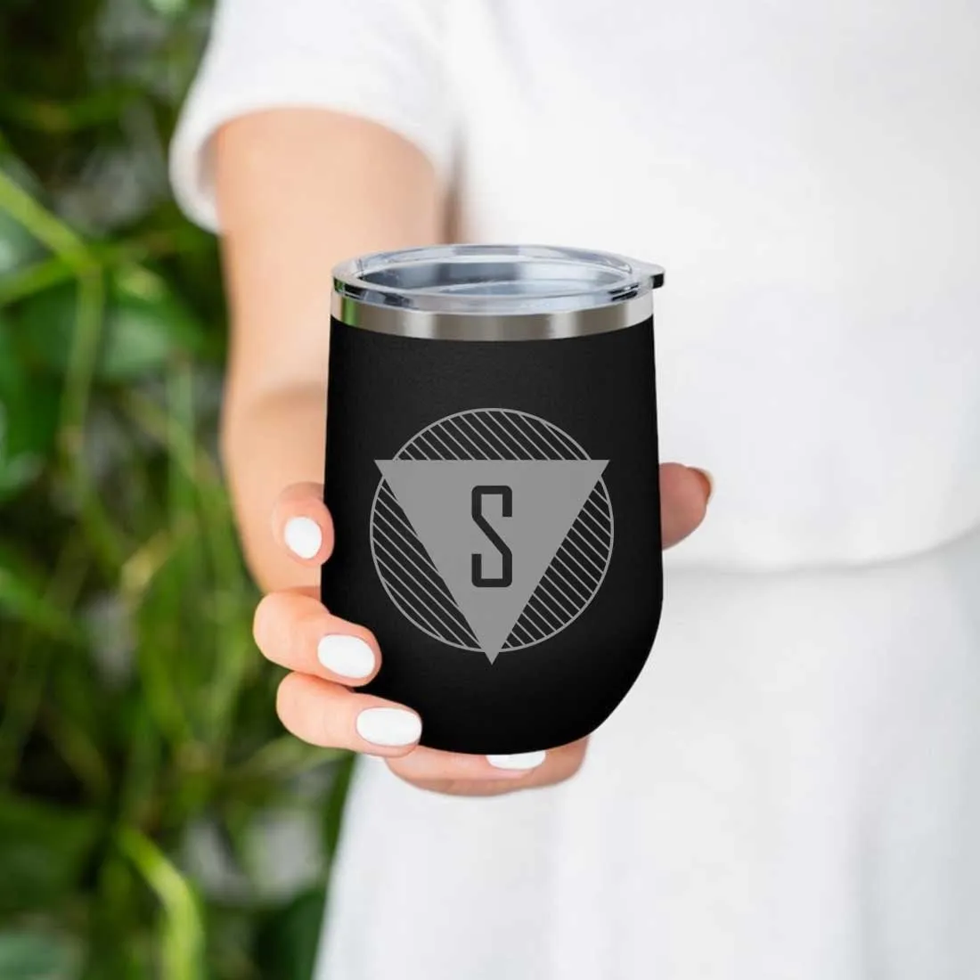 Personalized Coffee Tumbler Stainless Steel Insulated Coffee Mugs for Office Travel Cup - Monogram Triangle