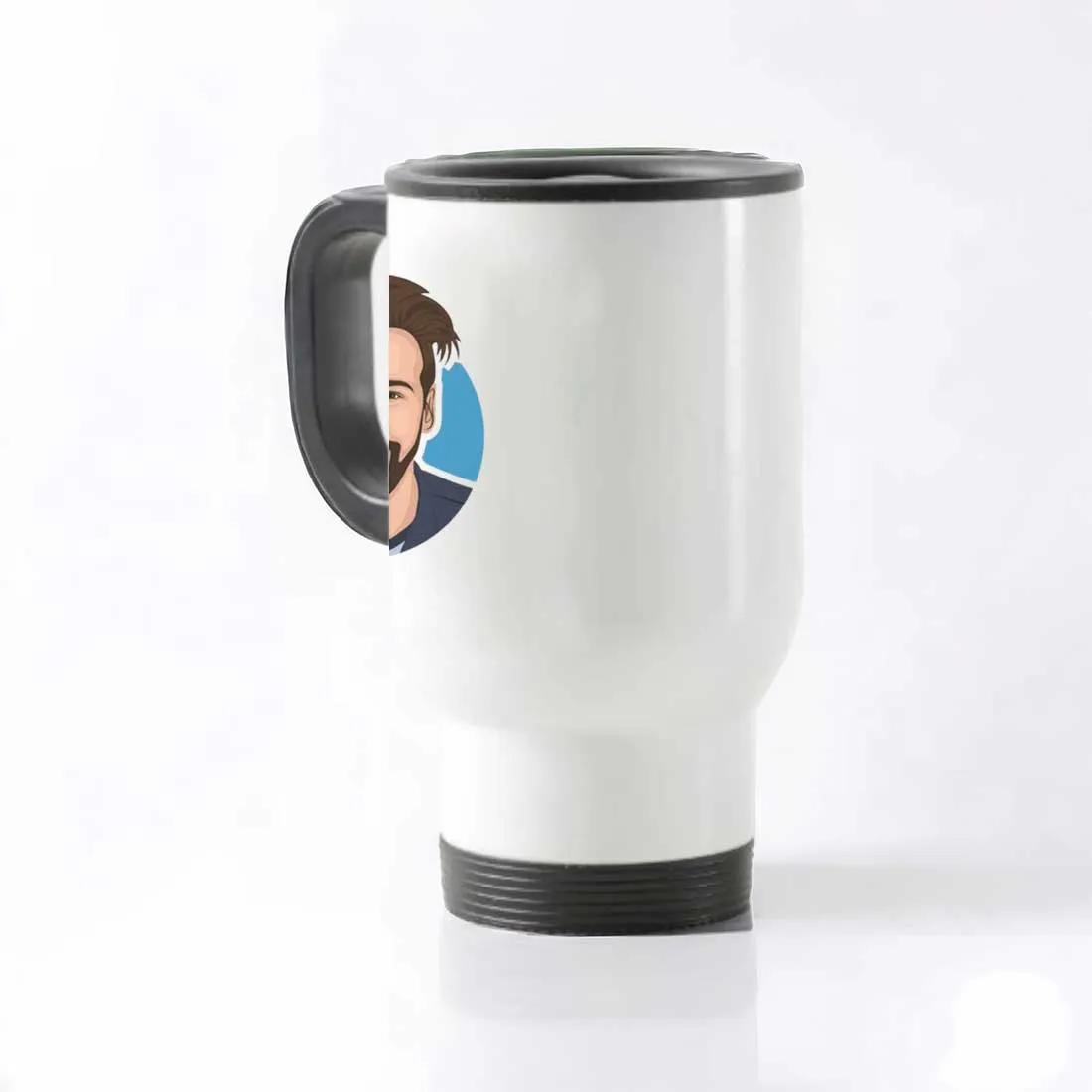 Personalized Insulated Travel Coffee Mug with Photo Cartoonized Avatar - Gift for Him