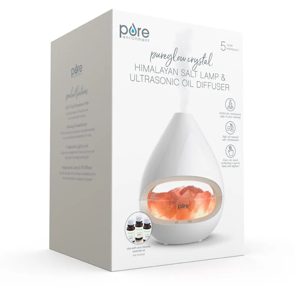 PureGlow™ Crystal Himalayan Salt Rock Lamp & Essential Oil Diffuser