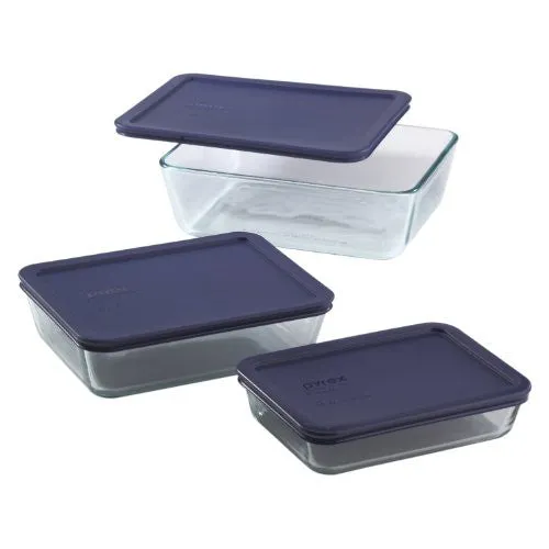 Pyrex Simply Store 6-Piece Rectangular Glass Food Storage Set