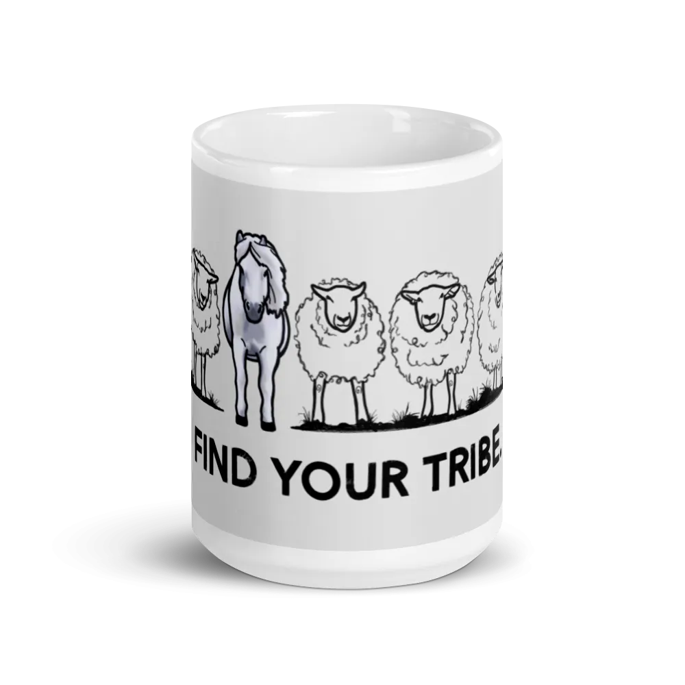 "Find your tribe" White glossy mug