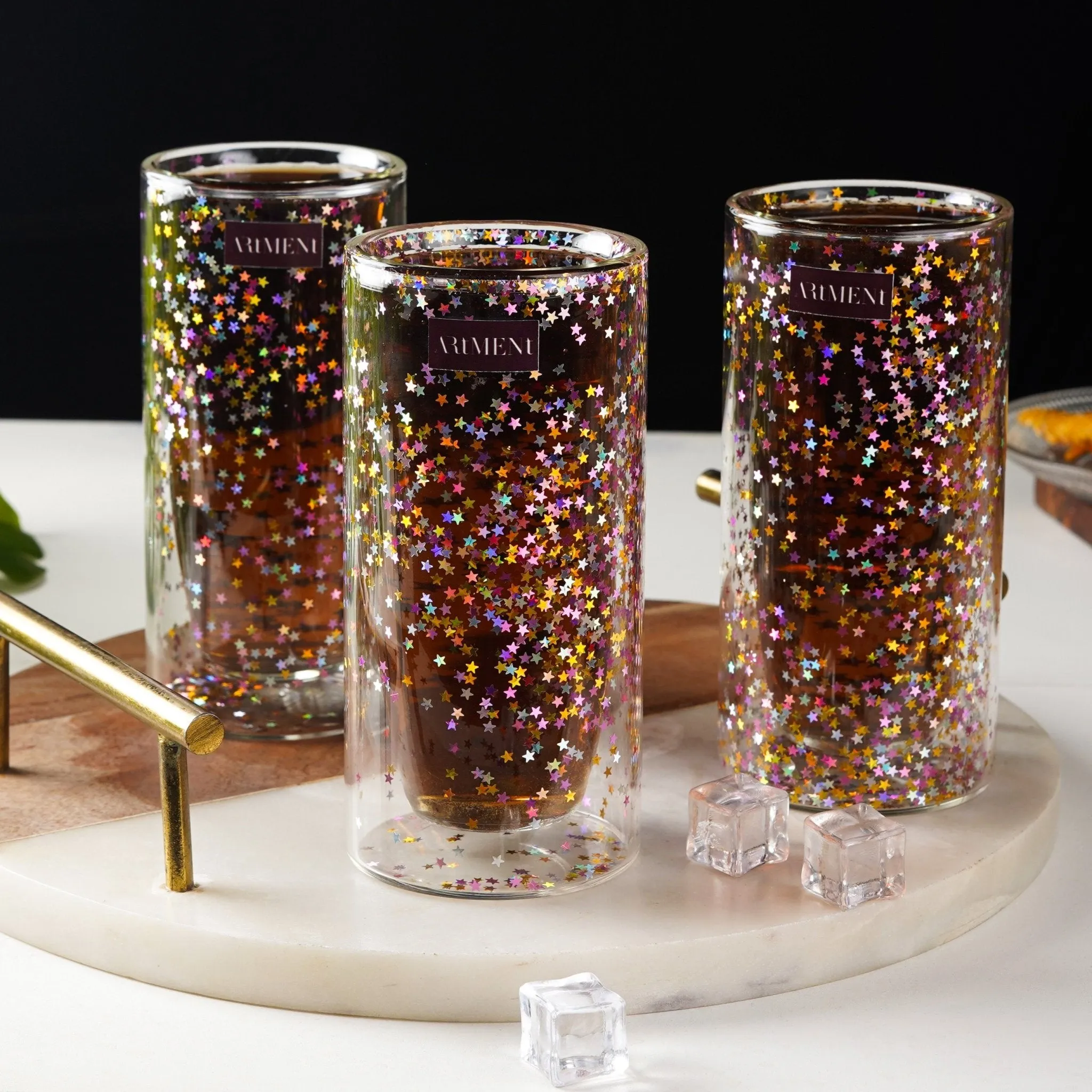 "Sip, Sip Hooray: The Confetti-Filled Double Wall Glass for Your Celebrations!"