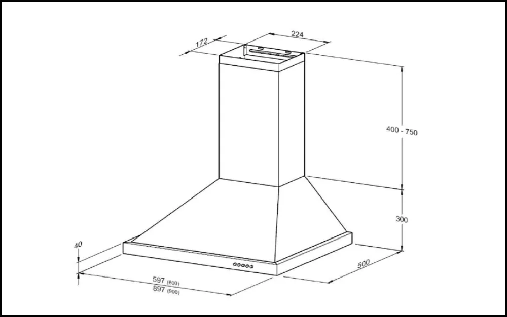 Robinhood RWH3CH6SS High Power 1048m3 60cm Canopy Rangehood