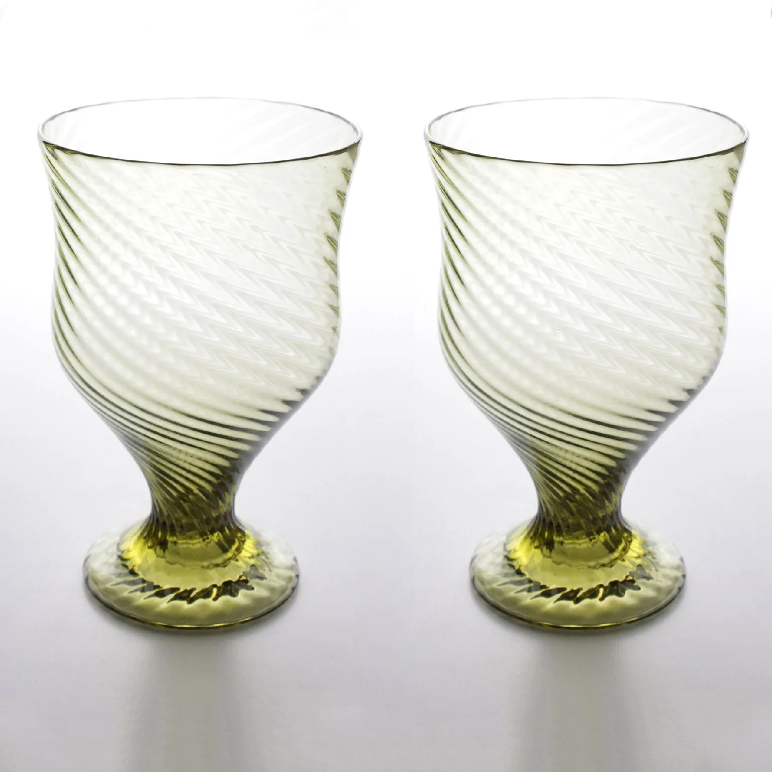 Roman Wine Goblet with Linear Reliefs in Pair