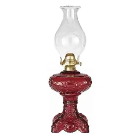 Ruby Red Glass Oil Lamp