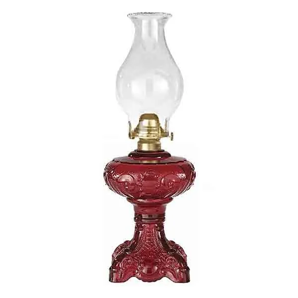 Ruby Red Glass Oil Lamp